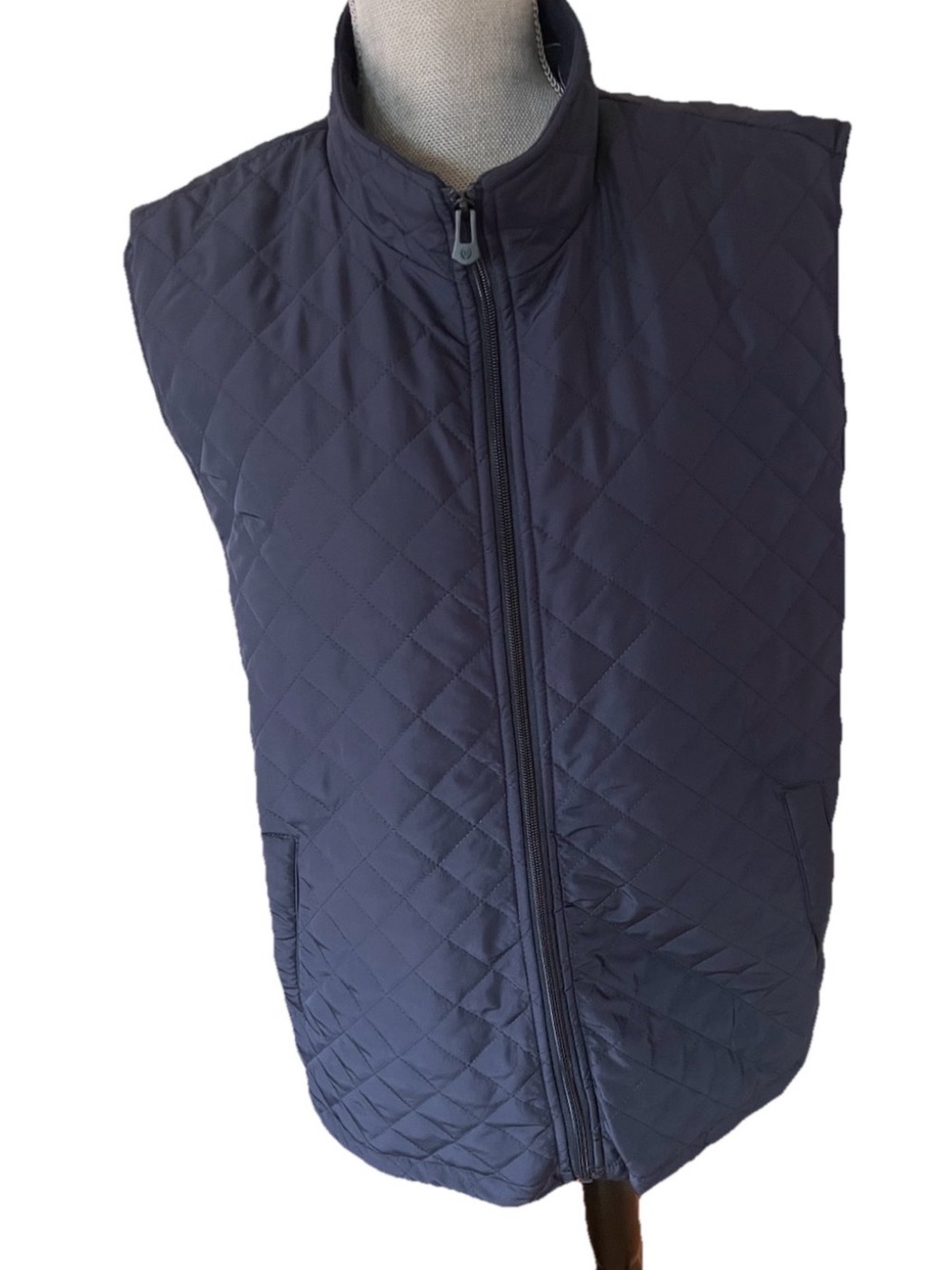 Magaschoni Quilted Sleeveless Vest - Navy Blue xl nwt
